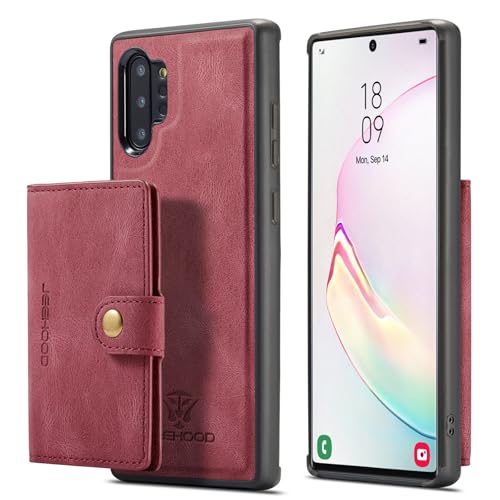 Étui Samsung Galaxy Note10 Plus portefeuille détachable 2 en 1 rouge