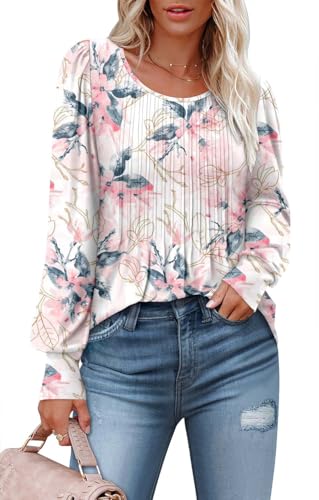BETTE BOUTIK Long Sleeve Shirts for Women Fall Tops Dressy Blouses Crewneck Tunic Tops for Leggings S-3XL