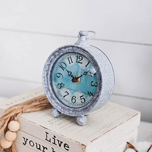 Nikky Home Vintage Coastal Beach Blue Table Clock Home Decor For Kitchen, Bathroom, Living Room, Bedroom, Office #TOP2