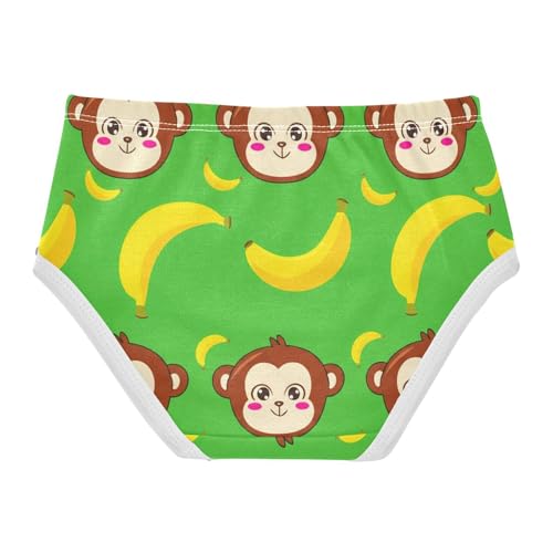 Cute Monkey Bananas Green Cute Panties Girl Toddler Underwear Custom Cotton Print Briefs Undies Kids 2t2