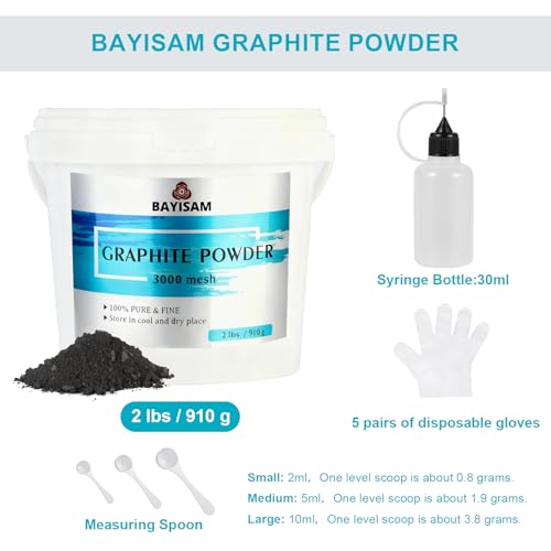 Image of 2LBS Pure Graphite Powder,3000 Mesh Microfine Dry Graphite Lubricant Powder for Locks,Pinewood Cars,Bearings,Reels,Sketches,Paintings
