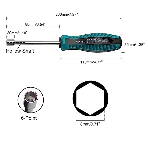 Mriuuod 8Mm Nut Driver, 6 Point Socket Hex Nut Driver Non-Magnetic Tip, 93Mm Hollow Nut Driver For Added High Torque, Tight Spaces, Precise Tightening Bolts And Nuts #TOP1