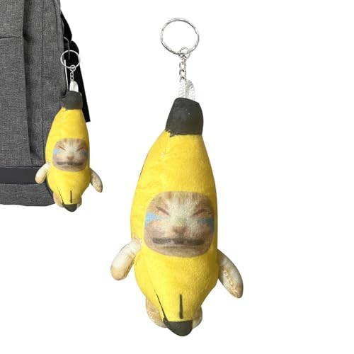 Llavero de gato plátano | Llavero de gato llorando plátano | Banana Meow Doll Lindo Colgante Anti-Pérdida