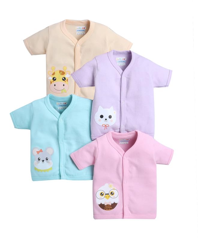 BUMZEE Baby Girls Cotton Pack Of 4 Front Open Jablas Half Sleeves-picture-11