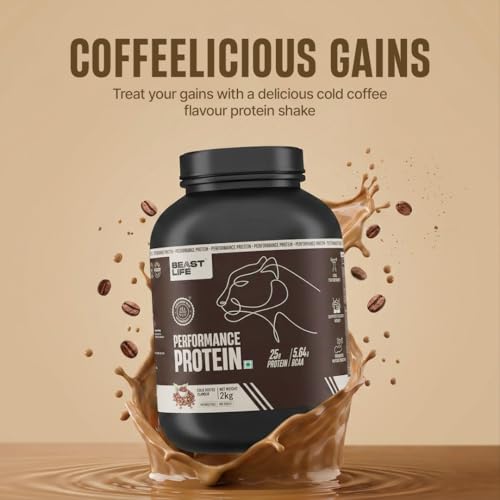 Image of BeastLife Performance Yeast Protein Powder | 25g Protein | Cold Coffee |NABL Lab Certified | High Absorption for Muscle Growth |Smooth & Light, Easy to Digest with Ultrasorb Tech|5.64g BCAA | Best For Gut | Beta Glucan | Improves Immune Function | 2 Kg