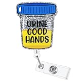 Urine Good Hands Funny Urology Badge Reel, Cute Nephrology Retractable ID Card Badge Holder, Name Tag Work Badge Clip for RN LPN CNA MA ER Nursing Student ED OB/GYN Urinalysis Lab Doctor, Nurse Gifts