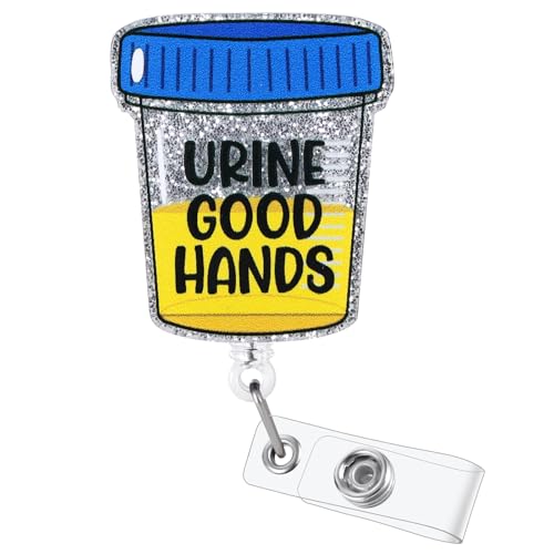 Enrouleur de badge amusant d'urologie – Enrouleur de badge rétractable pour infirmière et médecin, urine, bonnes mains – Porte-badge pour étudiant en soins infirmiers, RN LPN CNA MA – Accessoires pour