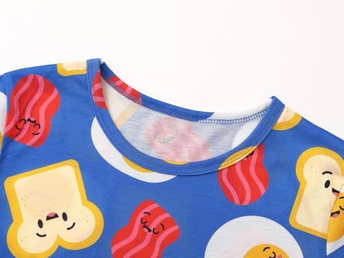 Topgal Teen/Little Girls Nightgown - Summer Short Sleeves Trendy Tie-Dye Butterfly Breakfast Nightdress Pajama Size 6-163