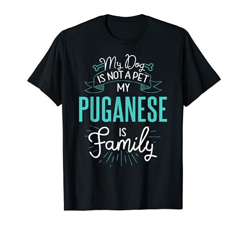 Cute Puganese Design Family Dog Giftn T-Shirt, Black