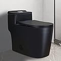 WinZo WZ5080B Modern One Piece Toilet Dual Flush 1.28 GPF Comfortable Elongated Taller Bowl Height 12” Rough-in, Matte Black