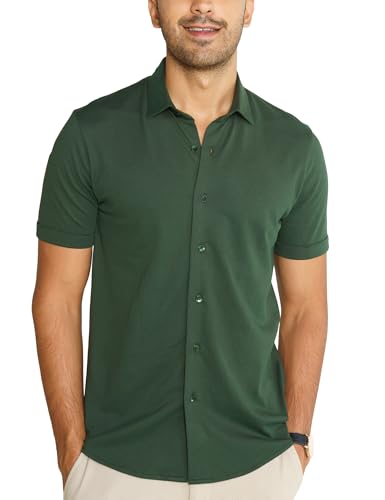 Image of DaMENSCH Men's Constant All-Degree Half Sleeve Regular fit Shirt, Pique Textured, Thermoregulating Cotton Blend, Recycled Fabric Shirts Stylish