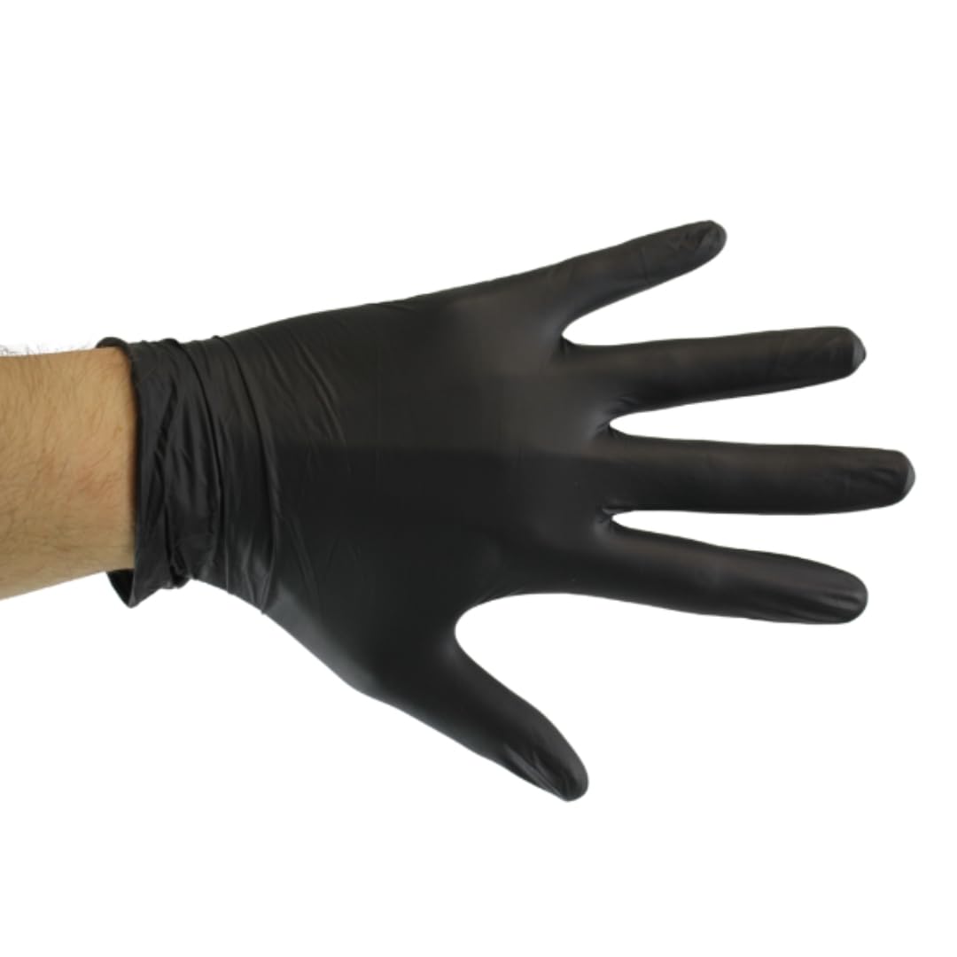 Mamba Med Black Nitrile Disposable Gloves, Large, Black, 100 Gloves - Image 3