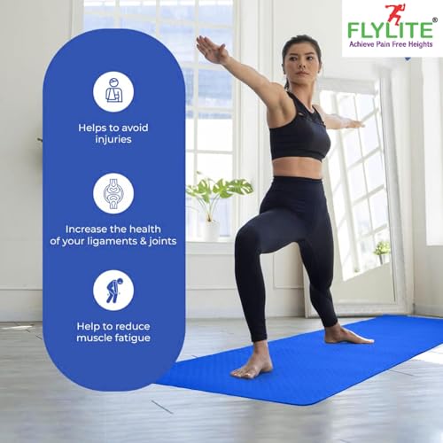 Image of Flylite by Yoga & Exercise Mat, Anti-Slip Fitness Mat with Carry Strap for Home, Gym, Meditation, Pilates, Stretching & Floor Exercises, Lightweight Mat for Men, Women & Kids (Ocean Blue, 4mm)