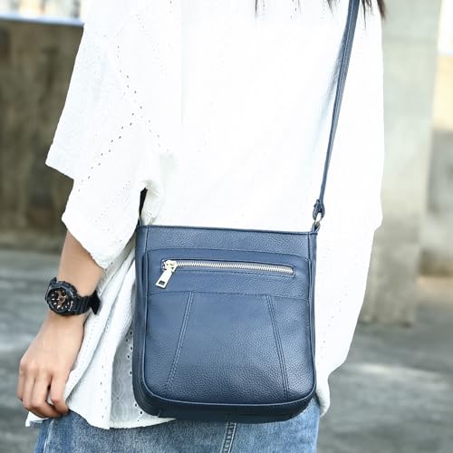 NIUCUNZH Genuine Leather Crossbody Bags Womens Lightweight Shoulder Purse ladies Small Hobo Handbag Blue4