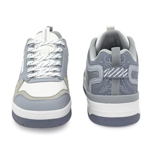 Image of Red Tape Women Sneakers Grey Pu Round Toe Lace-Up Comfort Grip