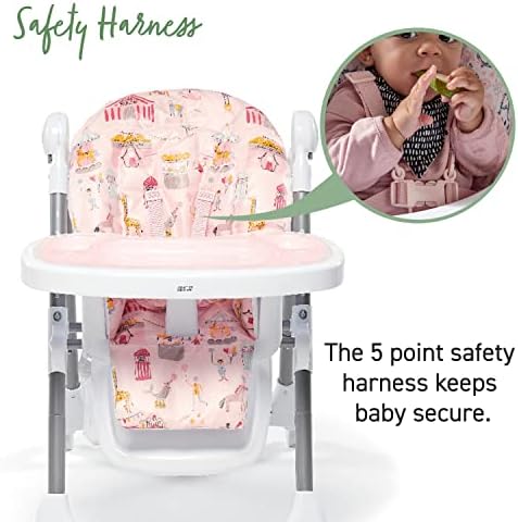 Mamas & Papas Snax Adjustable Highchair, 3 Recline Positions, Foldable with Removable Tray - Pink