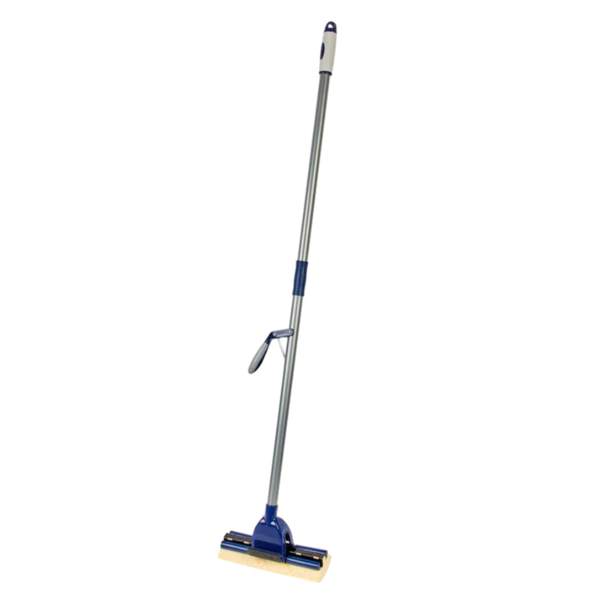 Restaurantware Clean tek - Mopa Profesional autoescurrida, 1 fregona de Esponja Absorbente, Mango de 48 Pulgadas, fijación Segura, Esponja de celulosa Azul, para Limpiar baños, cocinas y más