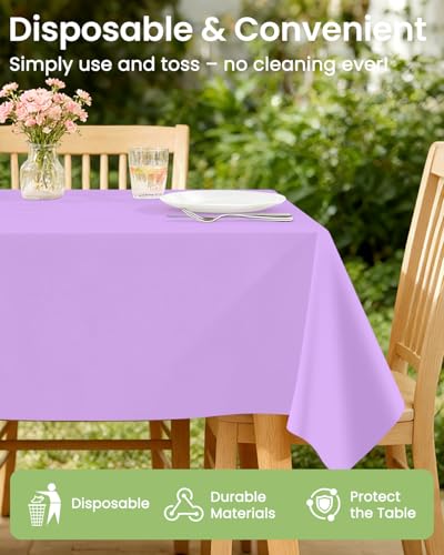 Image of LANLISA 4 Pack Lavender Plastic Tablecloth Disposable, 54 x 108 Inch