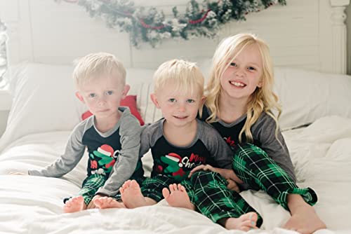 Image of IFFEI Matching Family Pajamas Sets Christmas PJ's with Letter and Plaid Printed Long Sleeve Tee and Bottom Loungewear