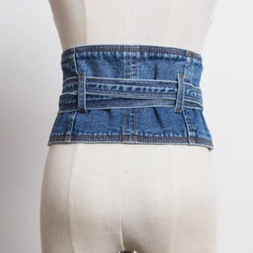 Women Denim Wide Obi Belt Wide Cinch Wrap Around Waist Band Belt for Kimono Shirt Dress3