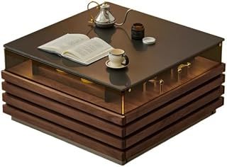 Coffee Tables 75×75×40cm Modern Home Country Center Table, Minimalist Style Sintered Stone Coffee, Suitable for Reception Rooms, Cafés, Living Rooms Sofa Table