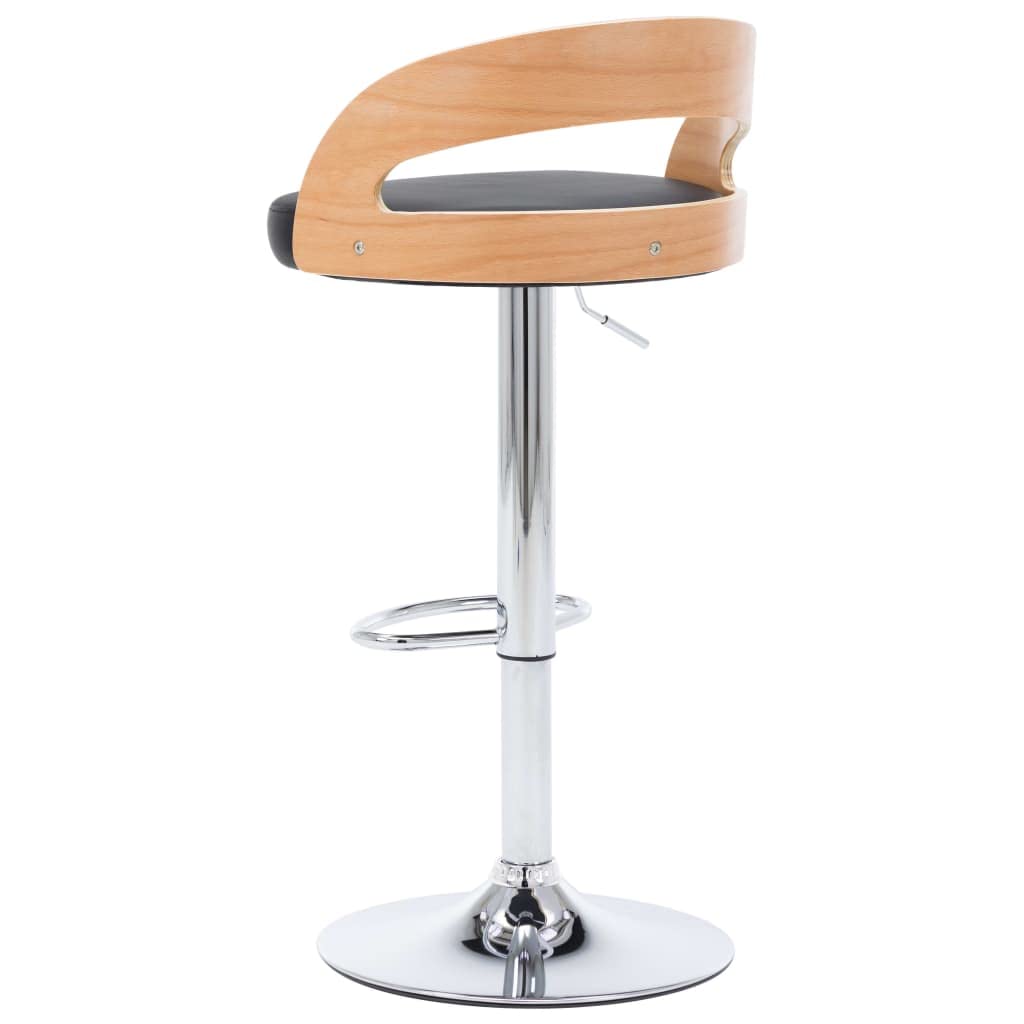vidaXL 2X Sedie da Bar Moderne Eleganti Imbottite Morbide con Poggiapiedi Regolabili Sgabelli Alti Pub Cucina Neri in Similpelle e Legno Curvato