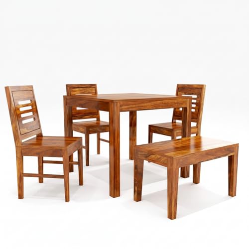 Image of Solid Sheesham Wood Living Room Benches, Wooden, Upholstered Wooden Seating Bench for Home & Office l Solid Wood Bench for Daining Table l Indoor Outdoor Seating