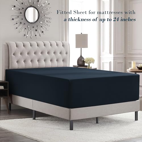 Image of Mocassi Luxury 6-Piece Sheet Set, Ultra Soft 1800 Premium Hotel Quality Microfiber Sheet Set, Fits Mattresses Up to 18 to 24 Inches Extra Deep Pocket - Breathable and Secure Fit, Full, Black