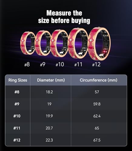 Image of 7 Gen Diamond Smart Ring 【Industry Rank 1-0 Measurement Error】 2026 Smart Ring for Women - Advanced Health Tracker for Wellness and Activity Tracking, Red 8#