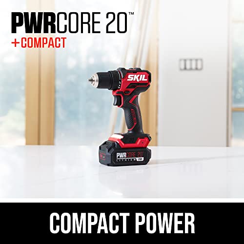 Skil Pwr Core 20 Brushless 20V 1/2 In. Compact Varible-Speed Drill Driver Kit With 1/2'' Single-Sleeve, Keyless Ratcheting Chuck & Led Worklight Includes 2.0Ah Battery And Pwr Jump Charger-Dl6293B-10 #TOP1