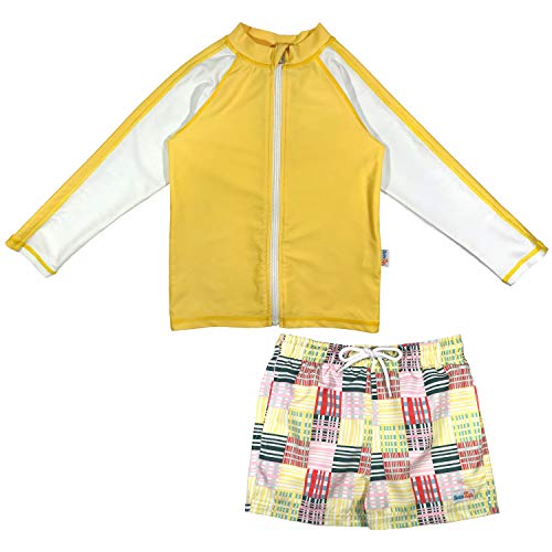 Image of SwimZip Boys' Long Sleeve Rash Guard & Swim Shorts Set - UPF 50+ Sun Protection