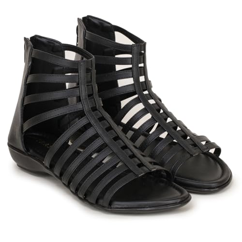Image of TRASE Flats Gladiator With Zip Closure For Women Sandals| Gladiator High-Tops Sandals For Women | Stylish & Comfortable | College, Office, Shopping, Outdoor & Beach Wear