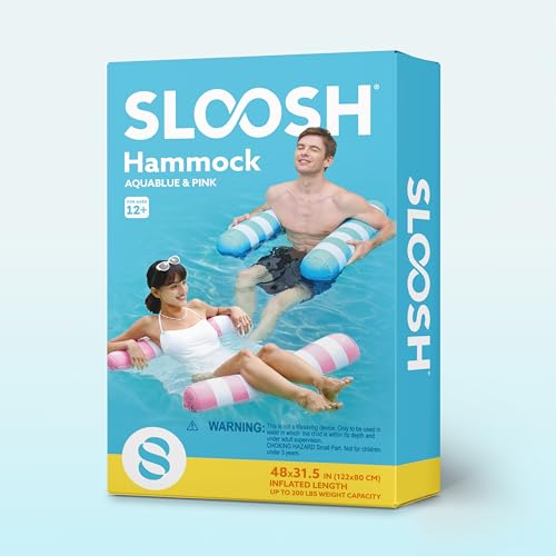SLOOSH 2 Packs Strip Type Hammock Pool Floats Adults, 4-in-1 Multi-Purpose Inflatable Pool Floats PVC Water Hammock Lounge Floaties (Aquablue, Pink) - image 8