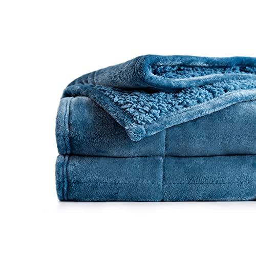Sivio Weighted Blanket 7kg, 120 x 180cm, Sherpa Weighted Blanket Double Single for Adults, Soft Cozy Fuzzy Warm Sherpa Heavy Blanket for Sofa Bed Couch, Fluffy Plush Fleece Bed Blanket, Slate Blue