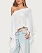 RPYHF Womens Summer One Shoulder Knit Sheer Poncho Trendy Lightweight Boat Neck Fringe Pullover Sweaters White