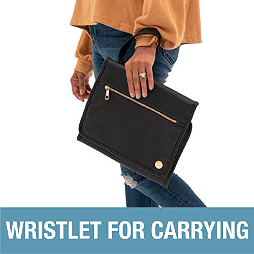 Clevermade Portable Baby Changing Pad Clutch With Wristlet - Premium Foldable Water Resistant Diaper Changing Mat With Storage Pockets For Diapers And Wipes - Brown #TOP4