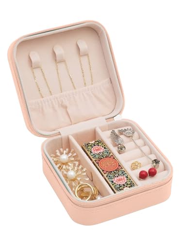 Image of Cortina Small Pu Leather Jewellery Organiser Box | Portable Travel Jewelry Storage Case For Women & Girl - Ring, Pendant, Earring, Necklace, Bracelet - Beige
