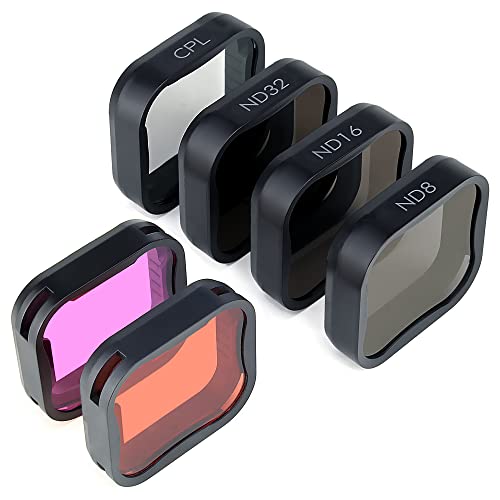 GEPULY 6-Pack Camera Lens Filter Set for GoPro Hero7 6 5 Black 2018,3ND Filters(ND8/ND16/ND32),CPL Filter,Light Red/Magenta Filters, Neutral Density Circular Polarizer,Protective for Color Correction
