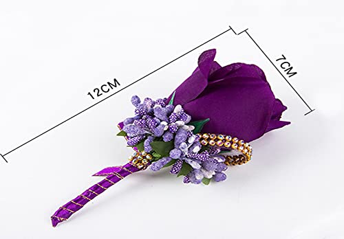 Pack of 4 Wedding Corsage with Badge Pin Silk Ribbon,Artificial Rose Flower Wedding Brooch,Wedding Accessories,Bridal Accessories,Boutonniere for Weddings,Banquets,Anniversary Dates (White and Gold) - Image 4