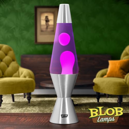 Blob Lamps® Liquid Motion Lamp Vintage Pink Wax Purple Liquid Polished Metal Base & Cap 14.5” Mood Lamp Light - Image 2