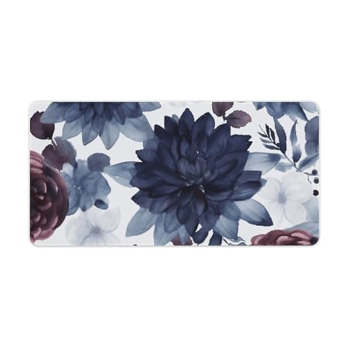 Tapis de souris grand modèle aquarelle bleu pour le bureau à la maison
