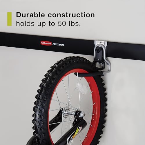 Image of Rubbermaid Fasttrack Garage Organization System Vertical Bike Hook Black Holds up to 50 Pounds Wall Mount and Heavy Duty Garage Hanger for Bike Storage (Pack of 6)