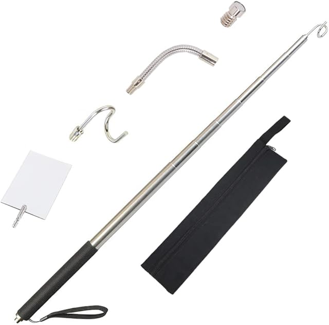 scottchen PRO Telescopic Push/Pull Rod Wire Reacher Tool Pickup Tool with Hook Magnetic Wire Fish Stick Telescoping Grabbers Extension Pole-Black