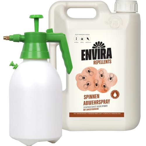 Preisvergleich Produktbild Envira Spinnen Abwehrspray 2 Liter + 2L Drucksprüher - Spray mit Langzeitwirkung gegen Spinnen, Winkelspinnen, Kreuzspinnen, Weberknecht