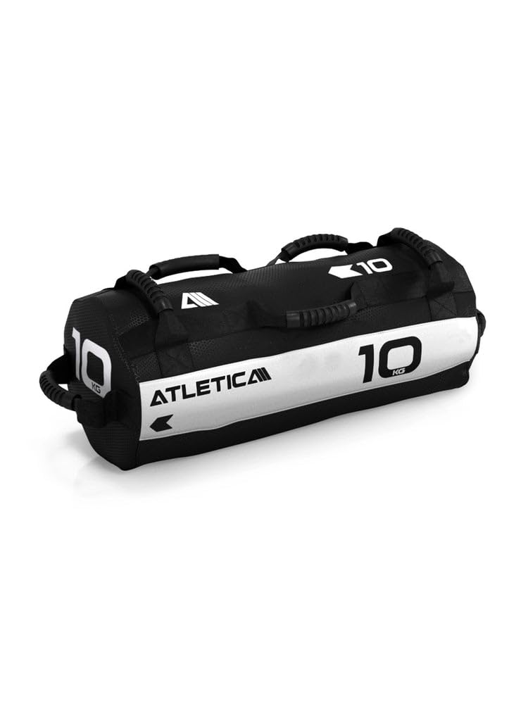 Atletica Worek na piasek 10 kg, worek do treningu funkcjonalnego całego ciała, wytrzymały nylon Cordura, 7 uchwytów