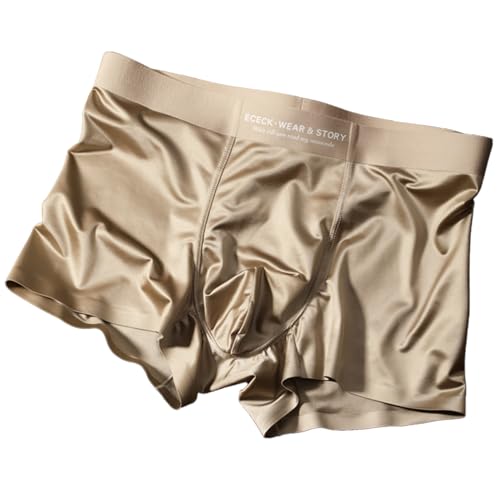 1 boxer en satin pour homme en soie de mûrier - Sous-vêtements ultra doux et confortables, Gris...