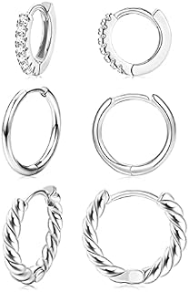 LOLIAS 3Pairs Small Hoop Earrings for Women Girls 14K Gold Twisted Huggie Hoop Earrings Hypoallergenic Hoop Earrings Set Lightweight Hinged Cubic Zirconia Hoops Sleeper Earrings for Men