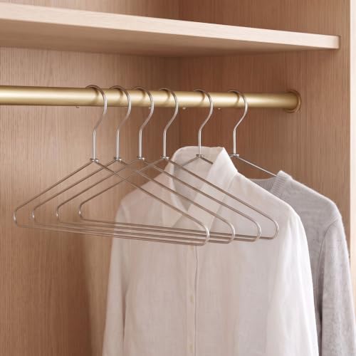 Image of HAZEL Stainless Steel Clothes Hangers Set of 6 for Shirts, T-Shirts, Dresses, Trousers & Daily Use