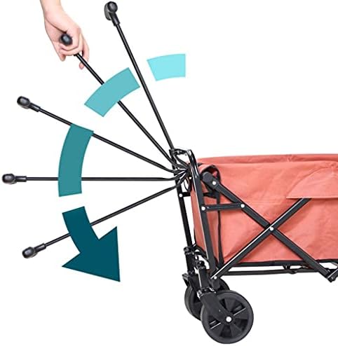 Outdoor Folding Utility Wagon Utility Trolley Beach Wagon, Portable Trolley with All-Terrain Wheels and Adjustable Push Handle, Camping Trolley, Load-Bearing 60kg / 132lbs