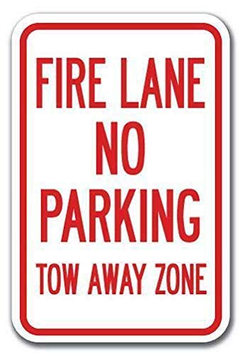 Aluminum Fire Lane Enforcement Sign, No Parking Tow Away Zone Safety Warning, Indoor Outdoor Wall Decor, 12x8 Inches